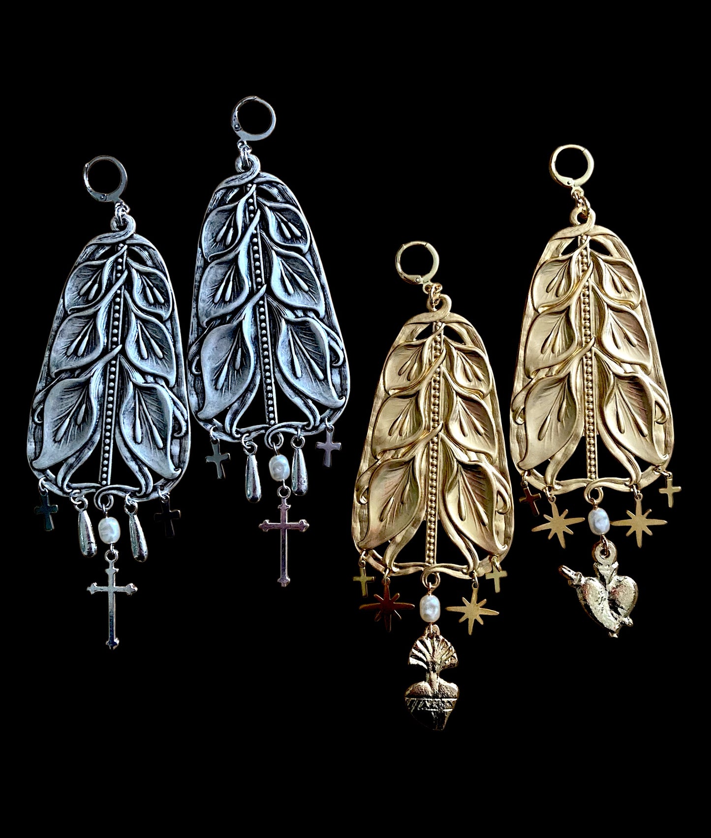 Mourning Lily charm earrings