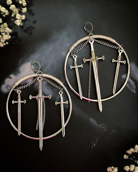 Three of Swords Hoops