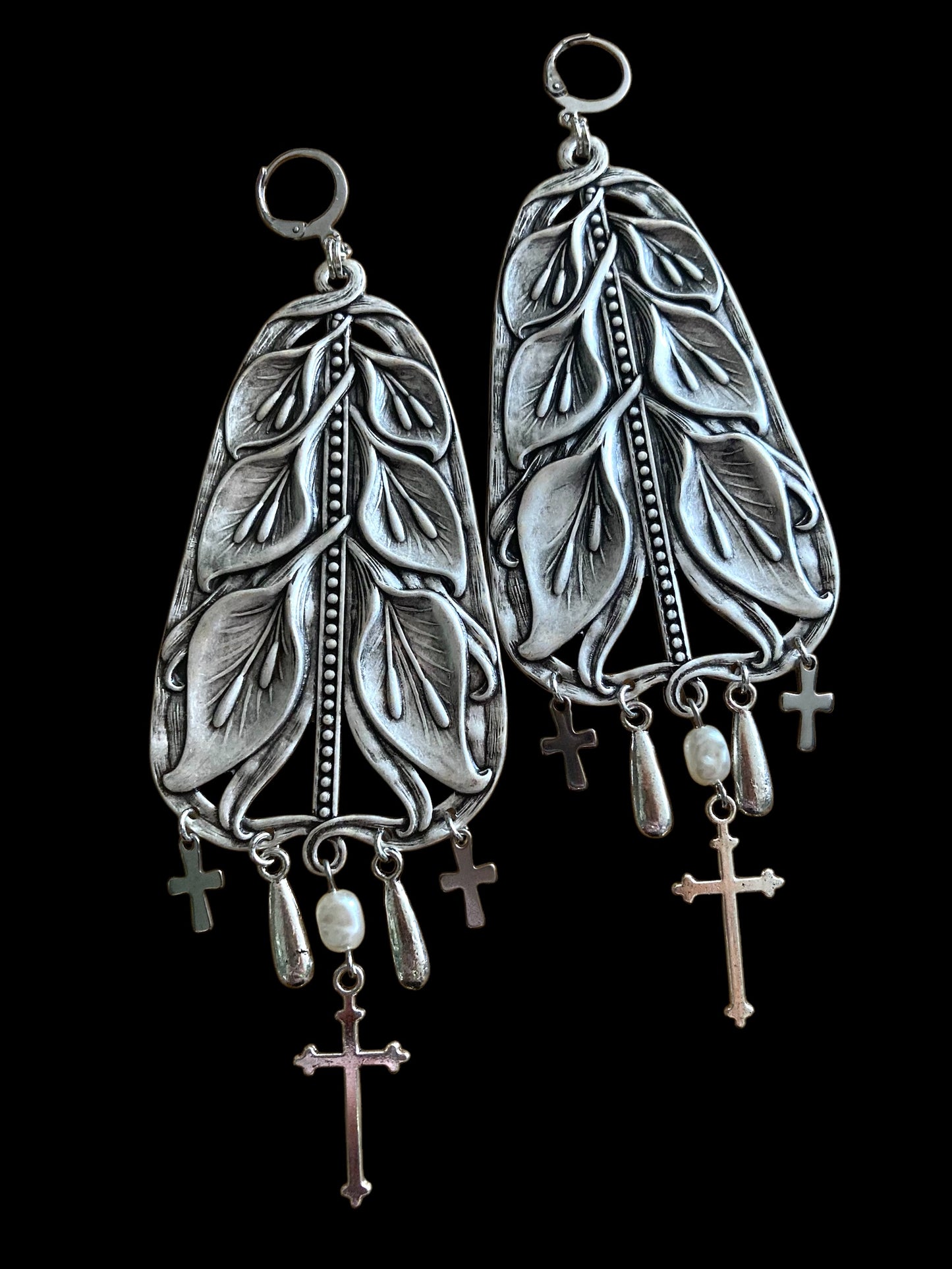 Mourning Lily charm earrings