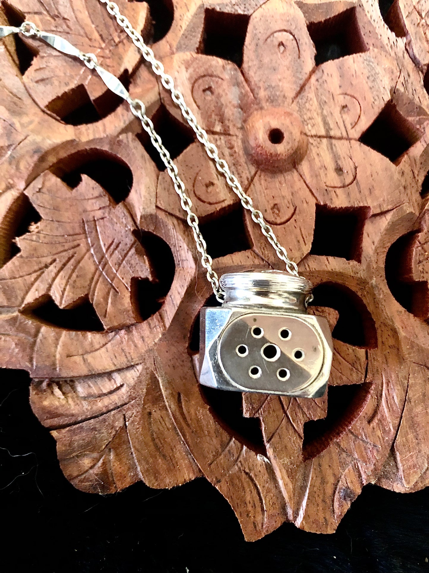 Antique sterling pomander necklace