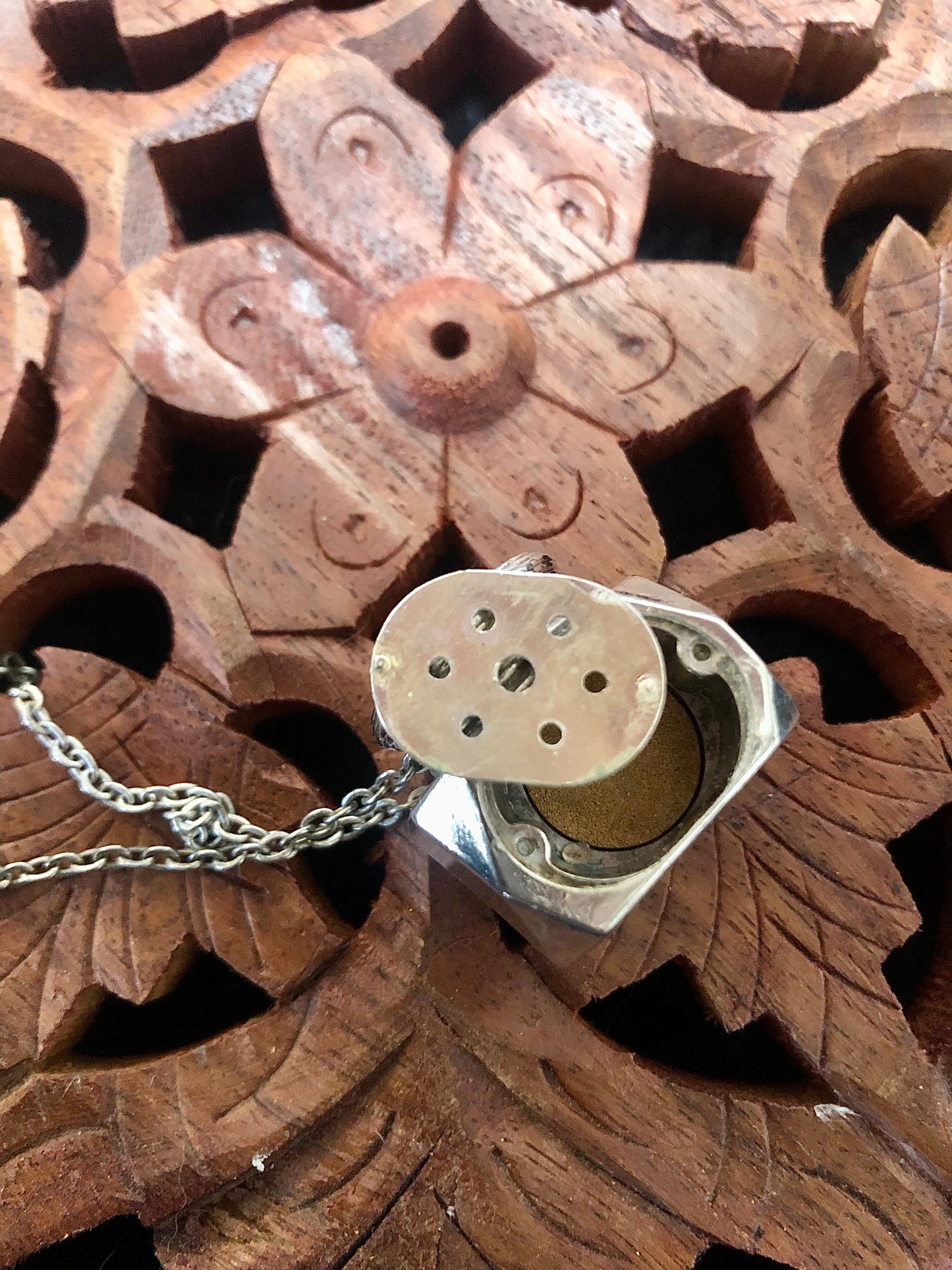 Antique sterling pomander necklace