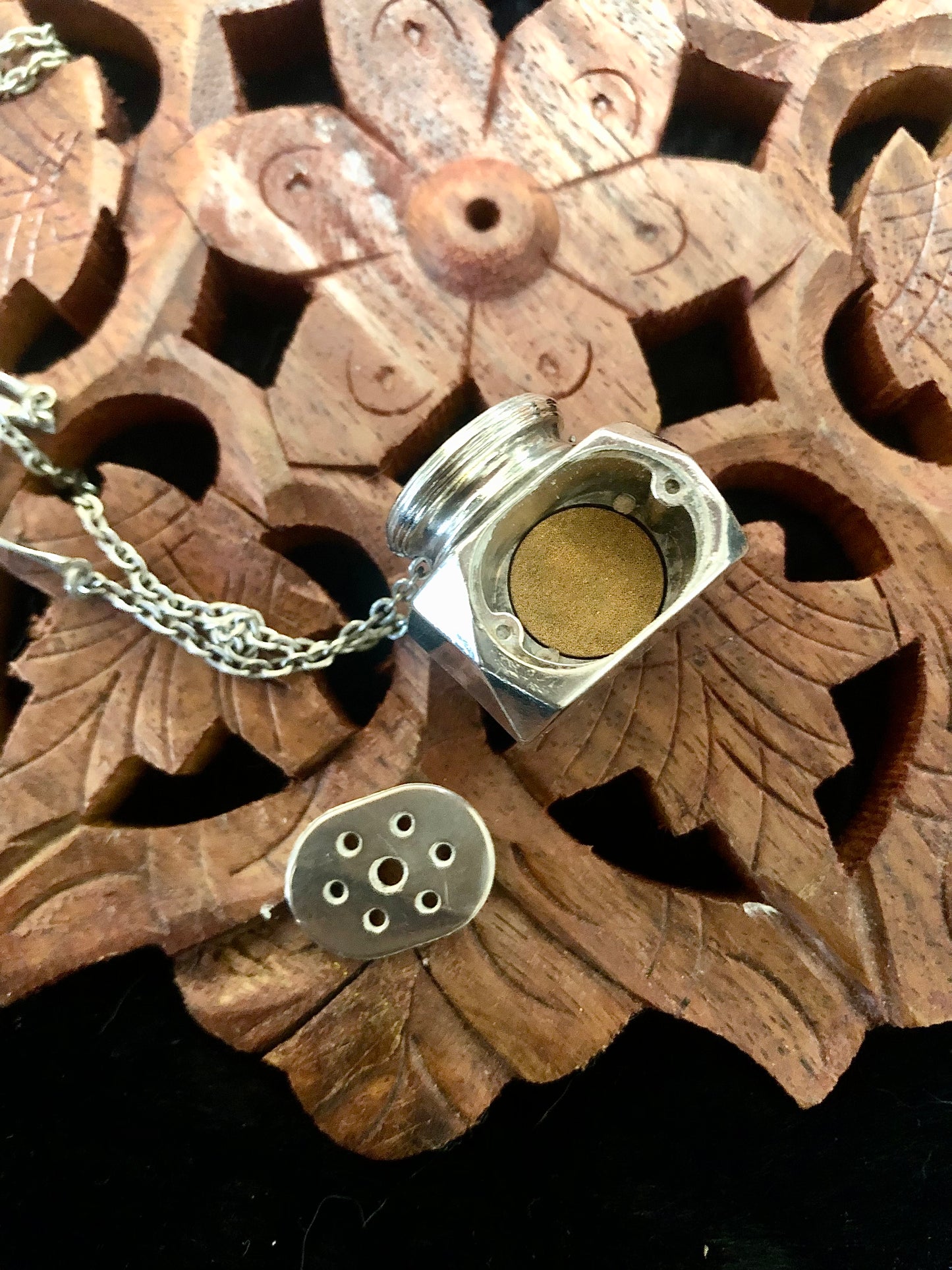 Antique sterling pomander necklace
