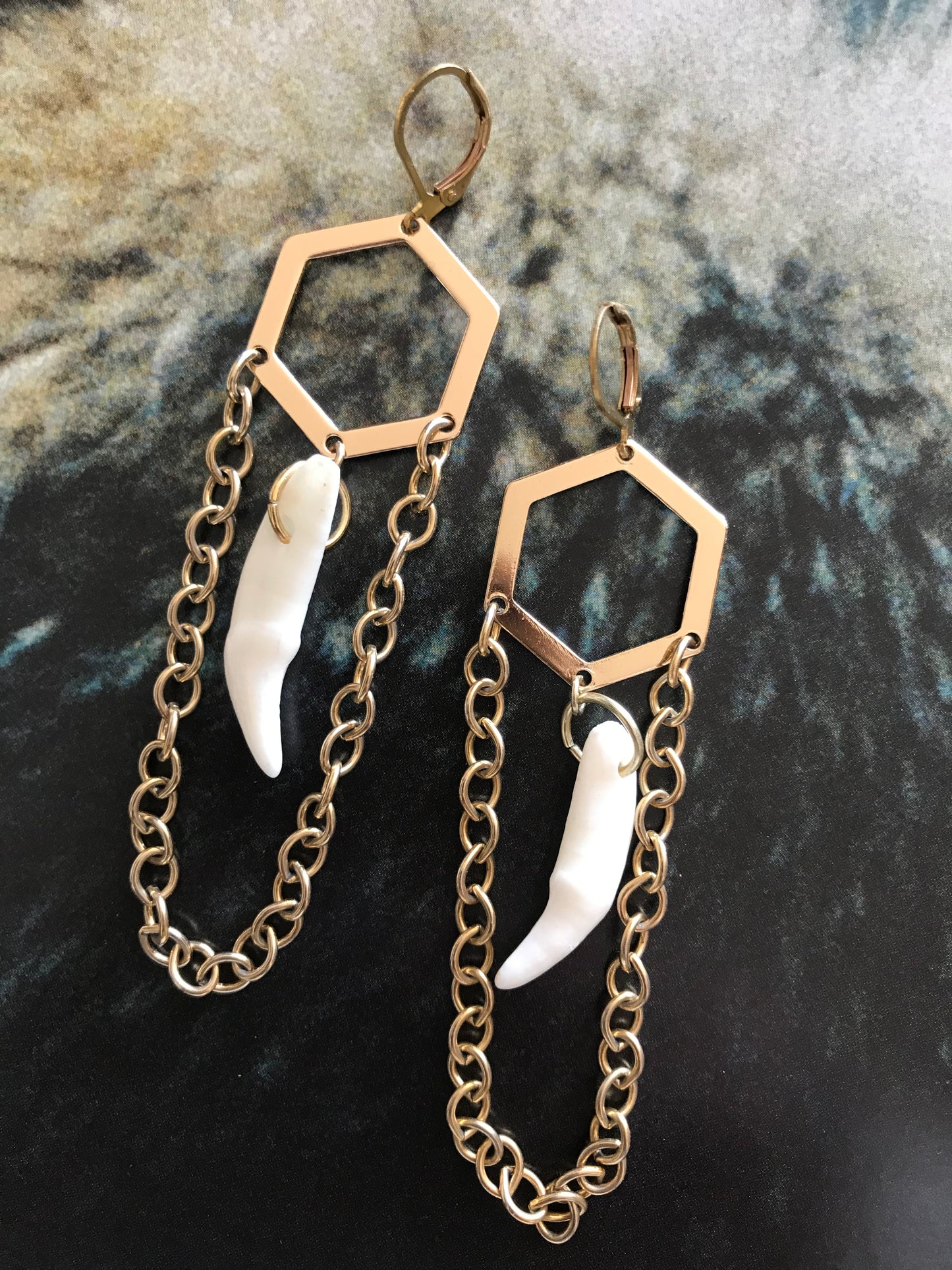 Hexagon Tooth Earrings
