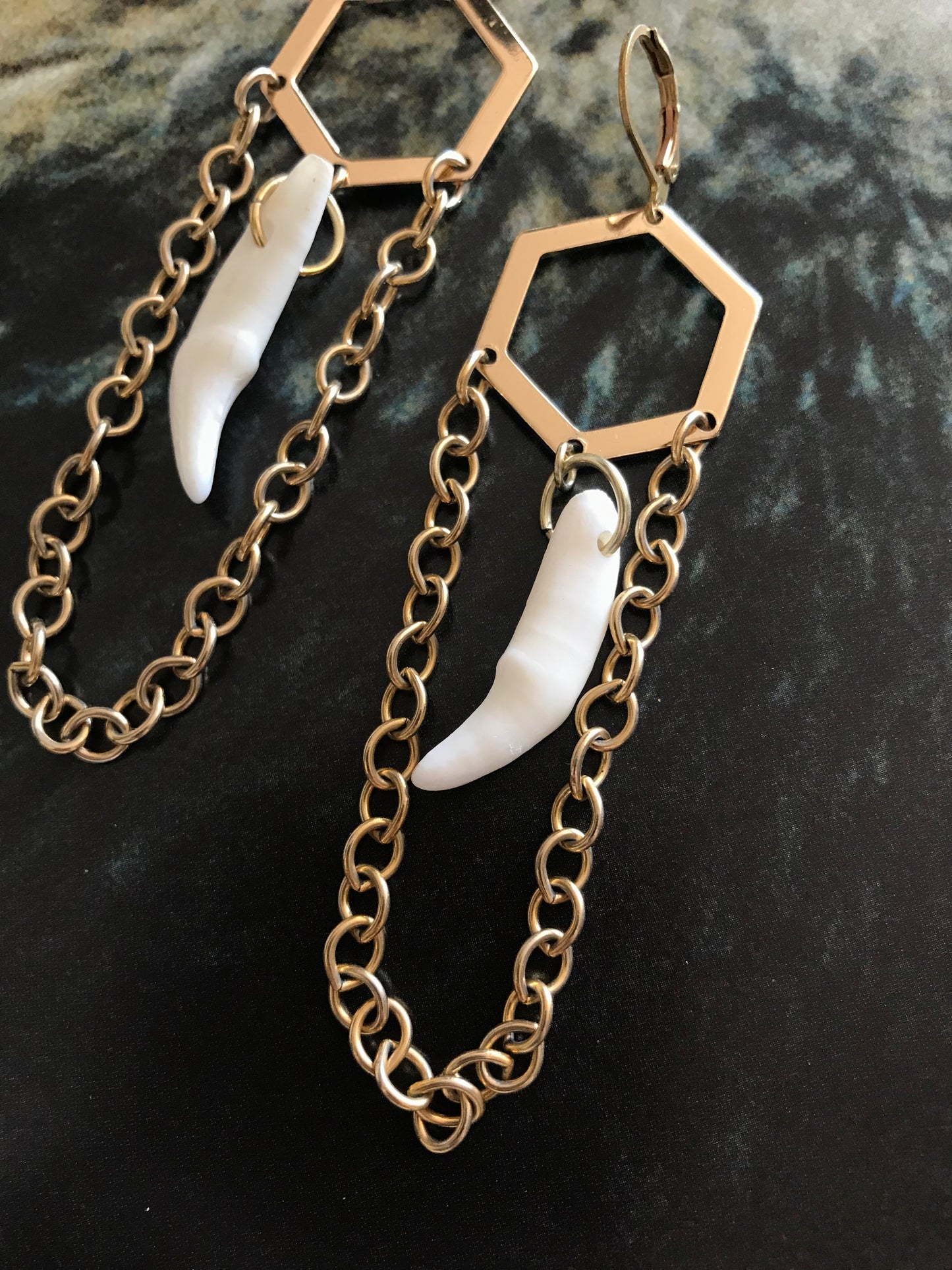 Hexagon Tooth Earrings