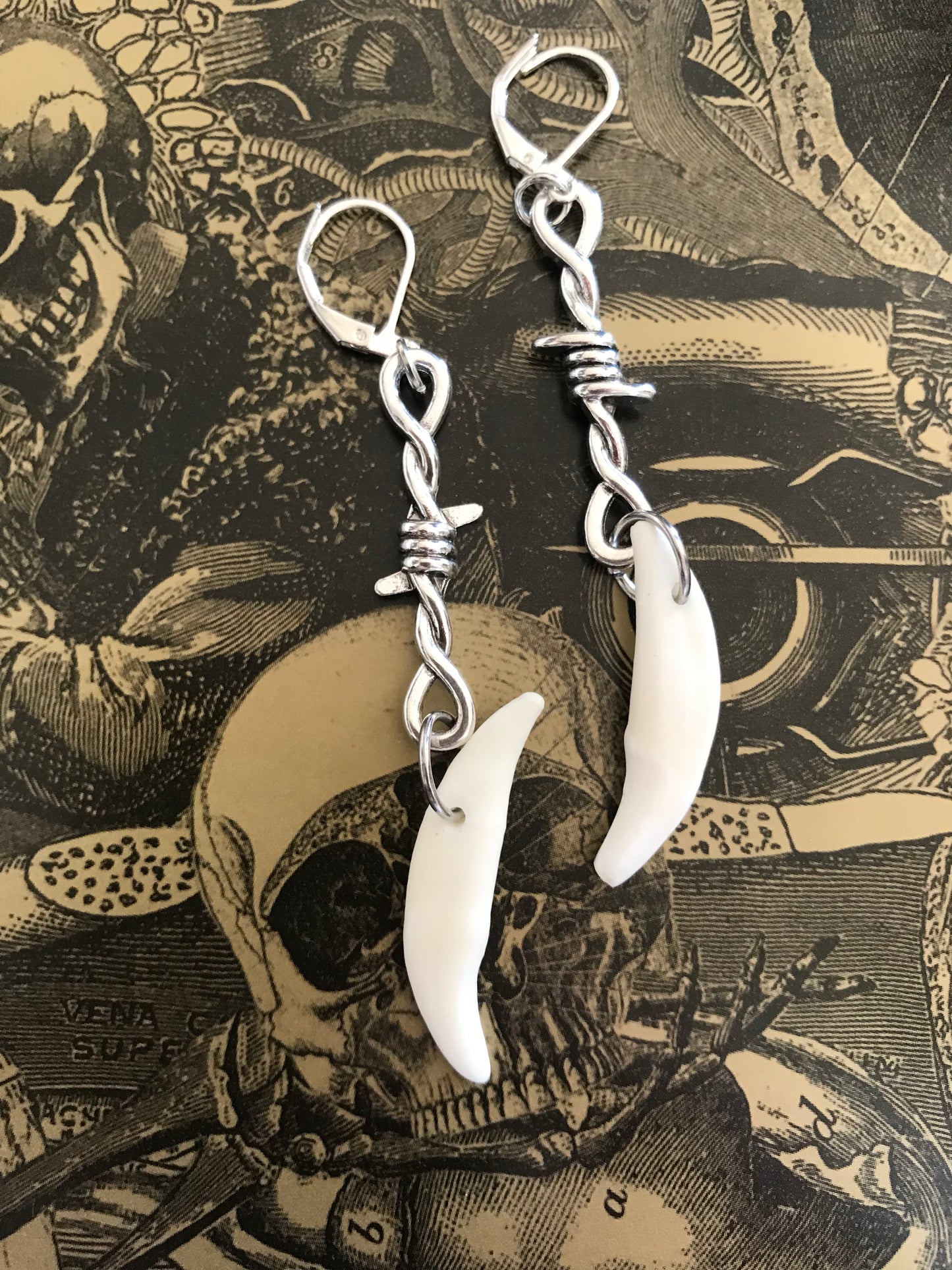 Barbed wire tooth earrings