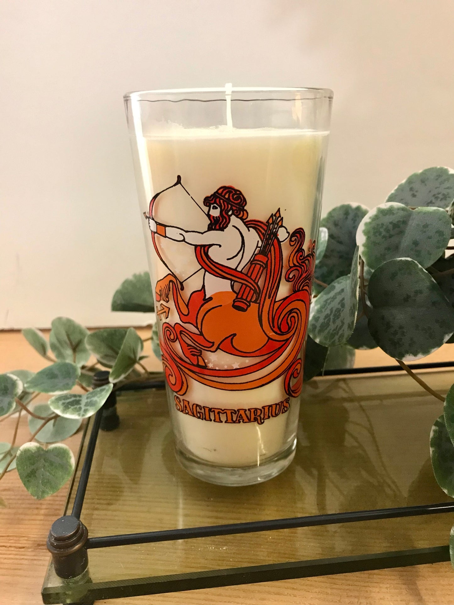 Sagittarius retro glass candle