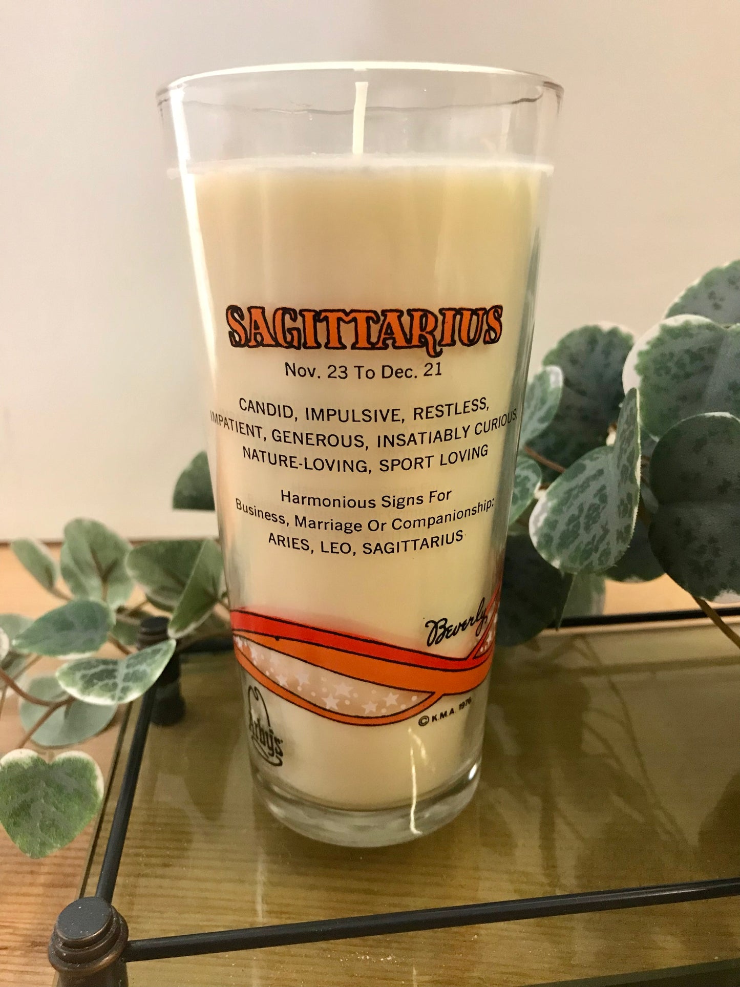 Sagittarius retro glass candle