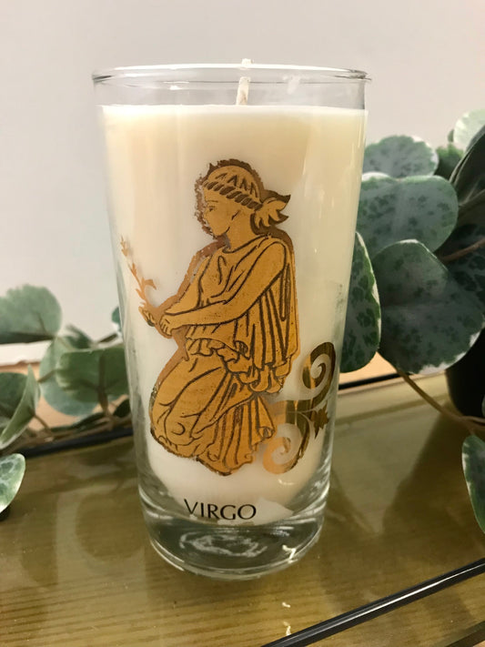 Virgo vintage glass candle