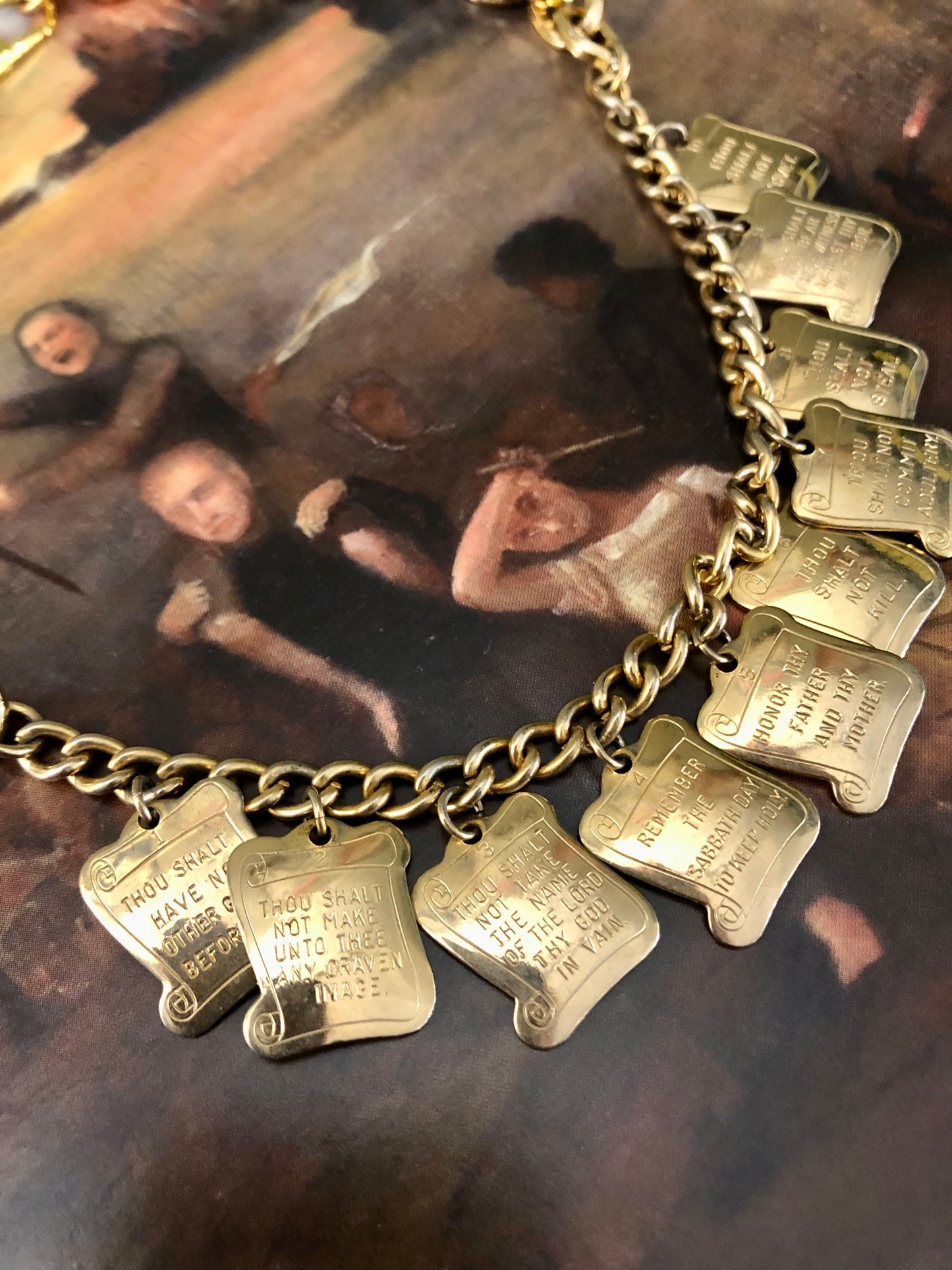 Gold 10 Commandments Necklace