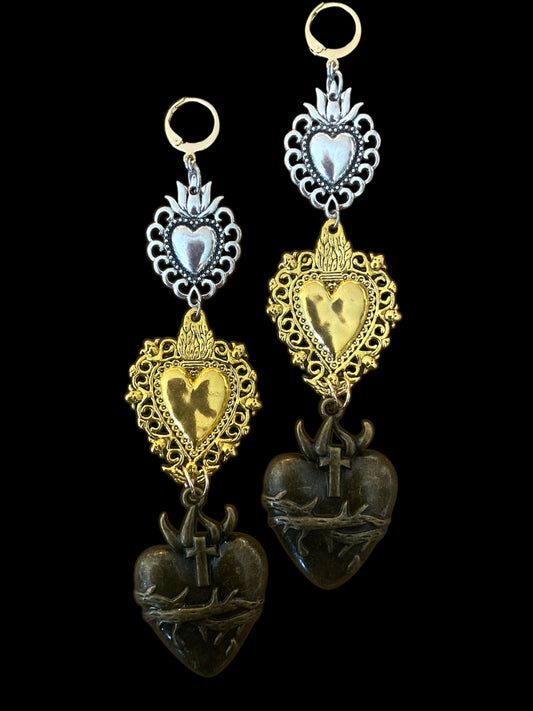 Tri-tone Milagros earrings