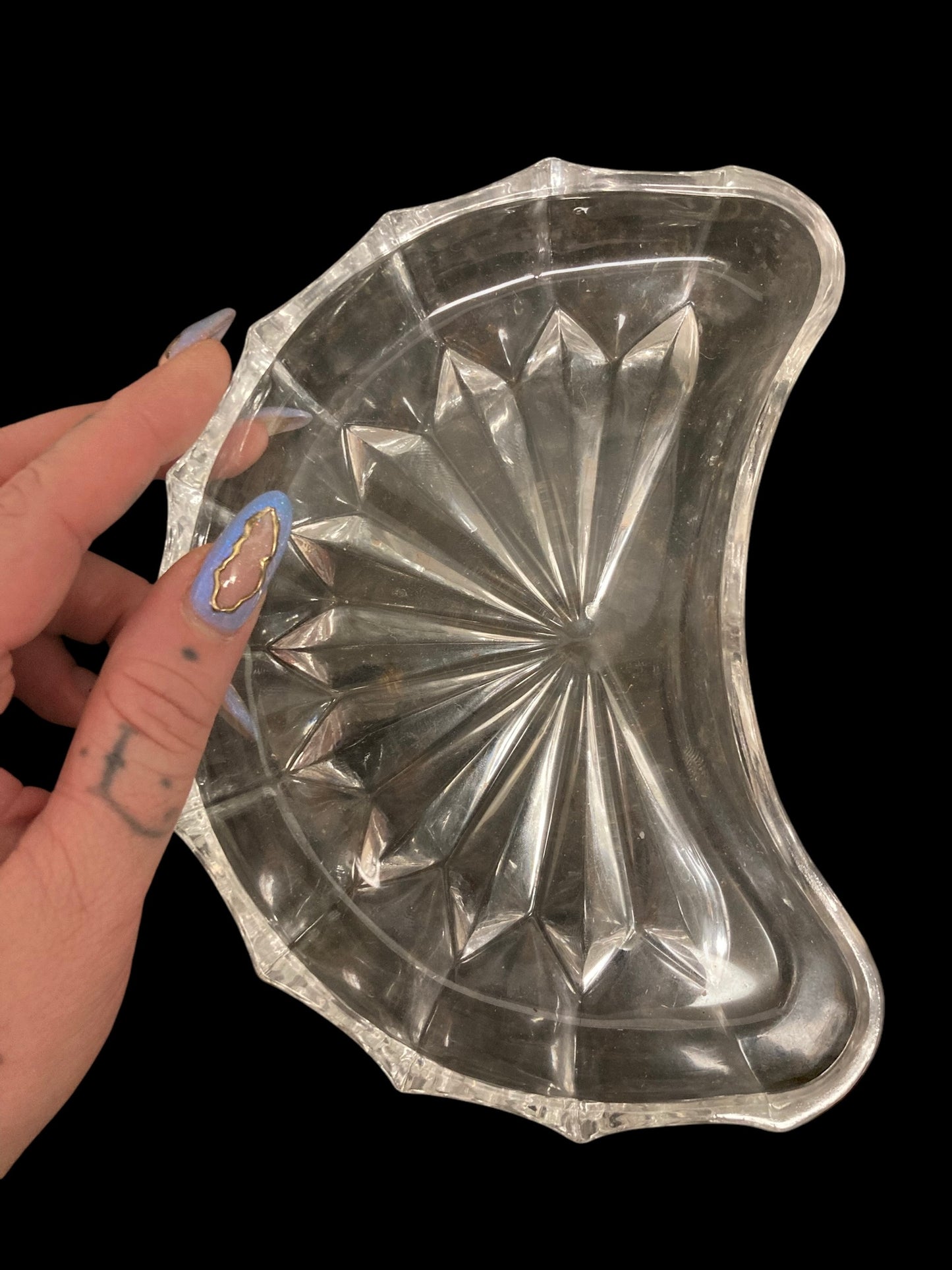 Crescent crystal dish