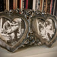 Double heart & roses frame