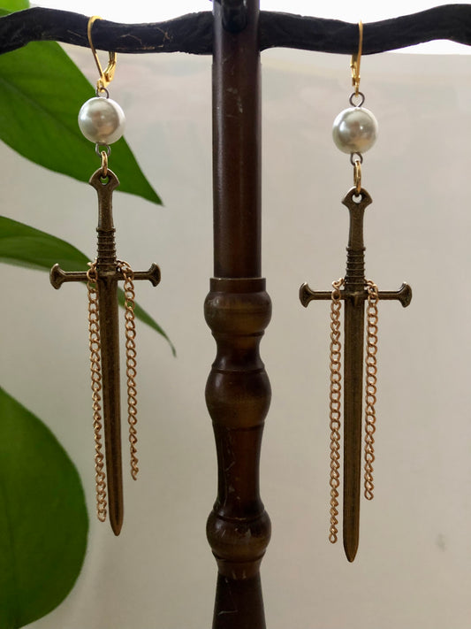 Sword & Pearl Earrings