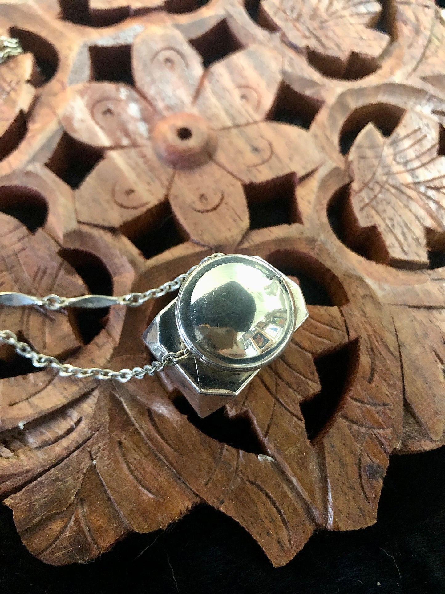 Antique sterling pomander necklace