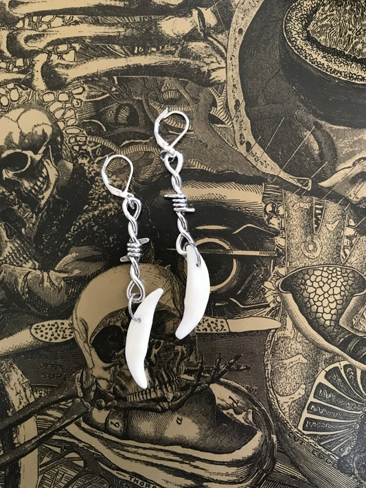 Barbed wire tooth earrings