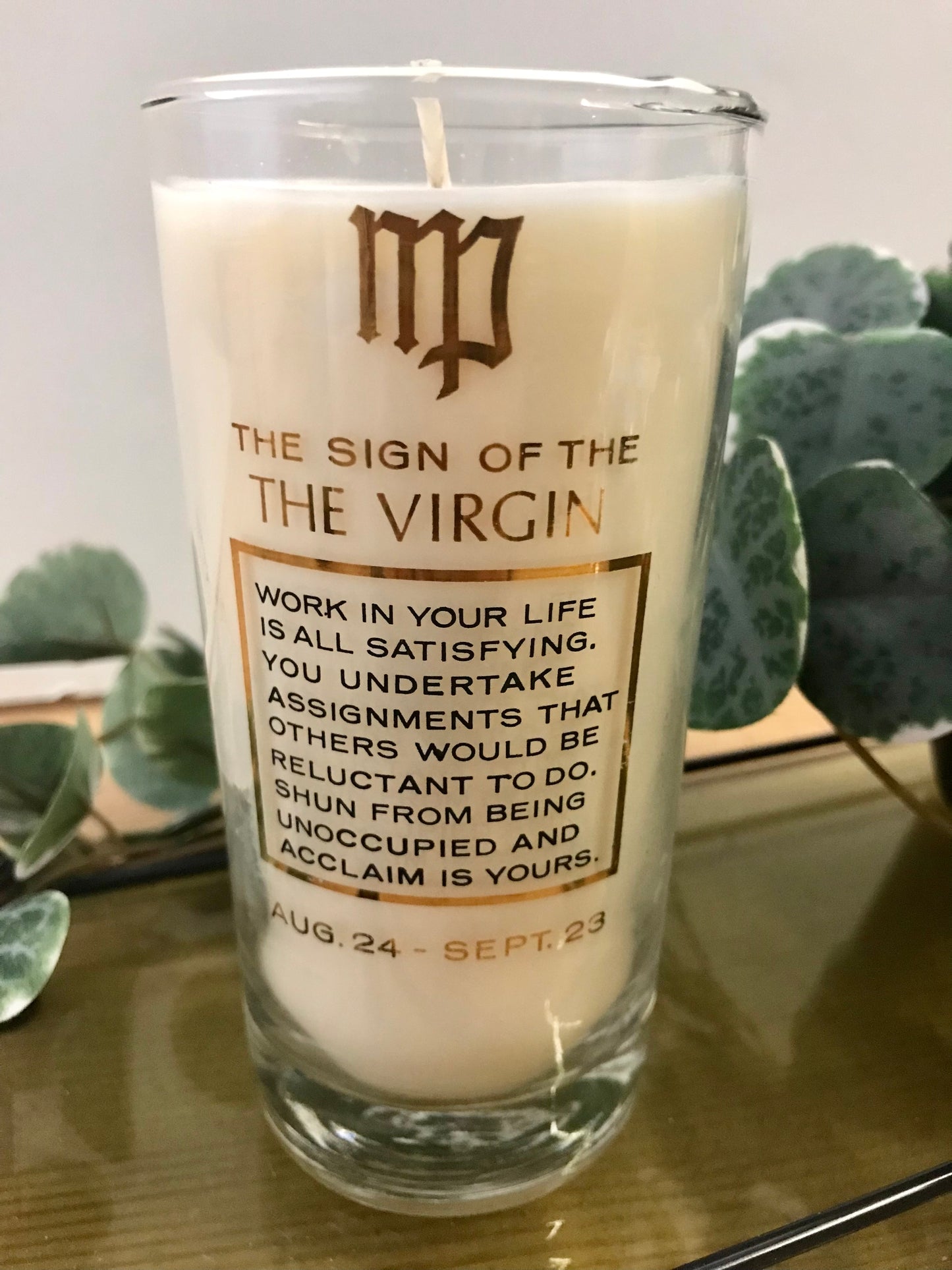 Virgo vintage glass candle
