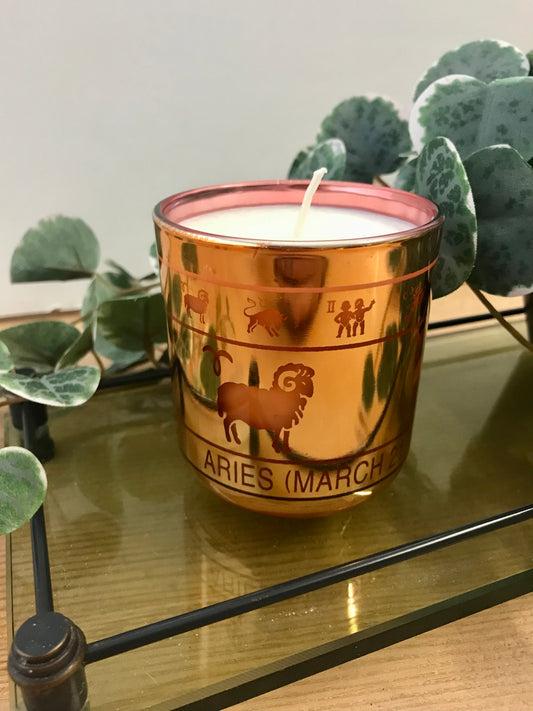 Aries vintage glass candle